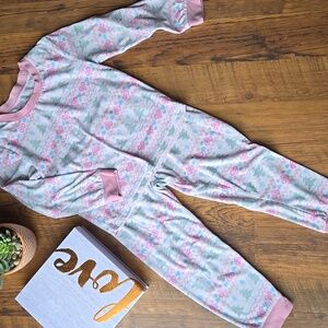 Laura Ashley Pink and Gray Heart Soft Pajama Set